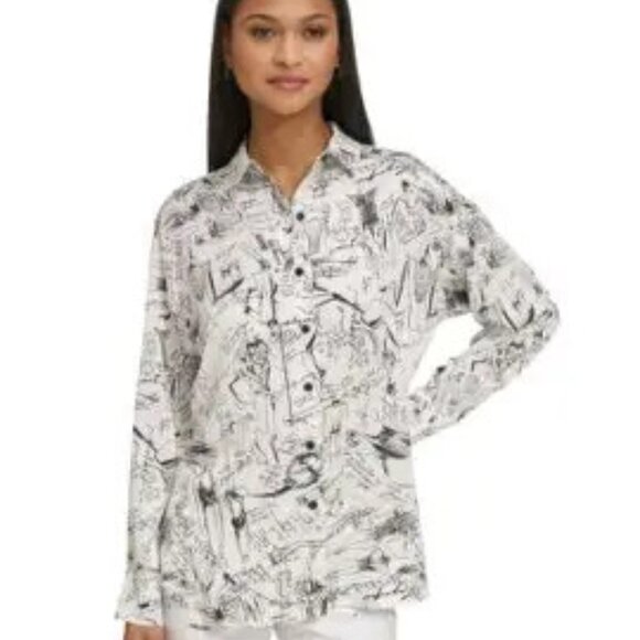 Karl Lagerfeld Sketch Button Up Classic fit Ladies Blouse - Size Medium - Picture 1 of 17